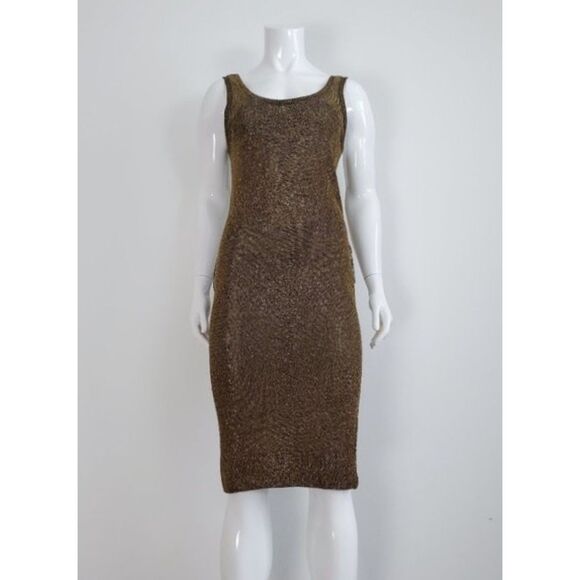 Vintage 70s Gold Sweater Dress - Picture 1 of 9